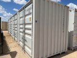 One Trip 40' Shipping Container with 4 Sets of Double Doors on Side and One Set of Doors on the End