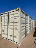 One Trip 40' Shipping Container with 4 Sets of Side Doors and One End Door **Has Dent on Side