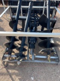 Unused Post Hole Digger for Skid Steer with 3 Bits