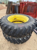 Set of Firestone 18.4 X 38 Foam Filled Tires on John Deere Rims No Centers