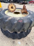Pair of Firestone 18-38 Tires and Wheels with JD 10 Hole Dual Hubs