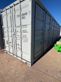 40' One Trip Shipping Container with 4 Side Doors and End Doors on One End