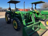 John Deere 5103 4WD Tractor with Canopy, 522 Loader, Bucket, Hay Spear 391 HRS
