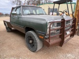 1993 Dodge Extended Cab 4WD Truck with Steel Flatbed Cummins Diesel, 5 Speed Manual, Electric