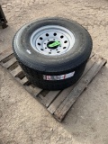 2 Provider 235-85-R16 14 ply All Steel Trailer Tires on 8 lug Single Silver Wheels TWO TIMES THE