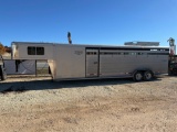2012 Logan Coach Stock Trailer 7' x 28' 6' Tack Room 1 Cut Gate 2 - 8,000lb Axles Title, $25 Fee
