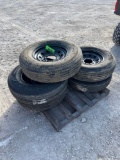 5 x 235-80-R16-120 Ply Trailer Tires On 8 lug Black Rims Like New- Pull-Offs