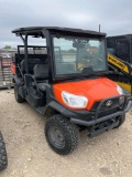 2017Kubota RTVX 1140 Diesel Crew Cab Power Steering - Hydraulic Dump Runs Good 848 Hours VIN 17187