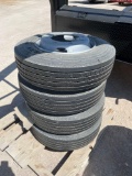 4 - New 215/75R17.5 Trailer Tires 16 Ply on New 8 Lug Large Center Dual Wheels for 15K-16K Axles