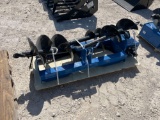 Unused Skid Steer Post Hole Digger with 7'', 12'' and 14'' Augers Round Drive SOLD ONE SET PER LOT