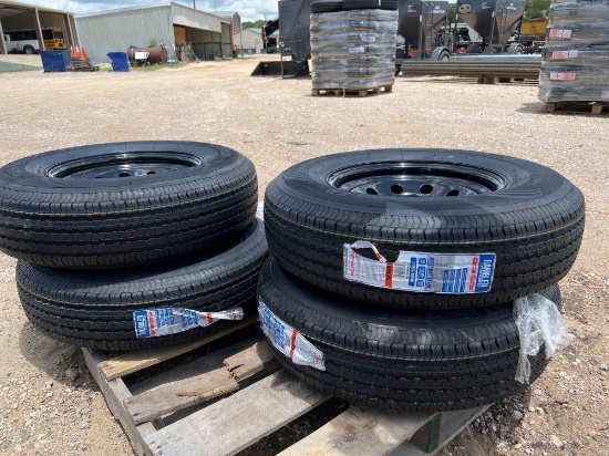 4 x St 235/80R16 10 Plys Trailer Tires on 8 Lug Wheels FOUR TIMES THE MONEY MUST TAKE ALL