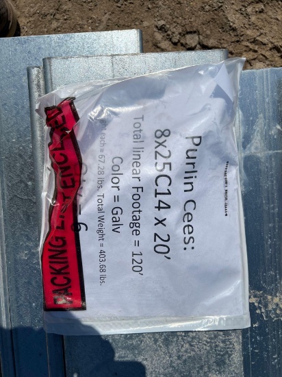 8'' x 20' Galvanized C Purlin 6 Pieces - 125' Total SOLD BY THE BUNDLE