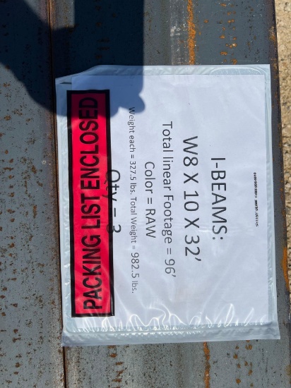 3 Pieces I Beam 8'' x 10'' x 32' - 96' Total SOLD BY THE LOT