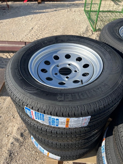 2 New ST 205/75R15 Trailer Tires on 5 on 5 Wheels TWO TIMES THE MONEY MUST TAKE BOTH