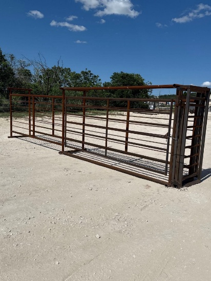 24' Freestanding Cattle Alley with 1 Slide Gate and 1 Side Exit Gate