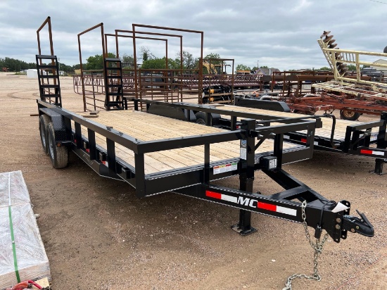 Unused 2025 MC 83'' x 20' Trailer with 2' Dovetail 2 x 7,000lb Axles Square Tubing Top Rail Stand