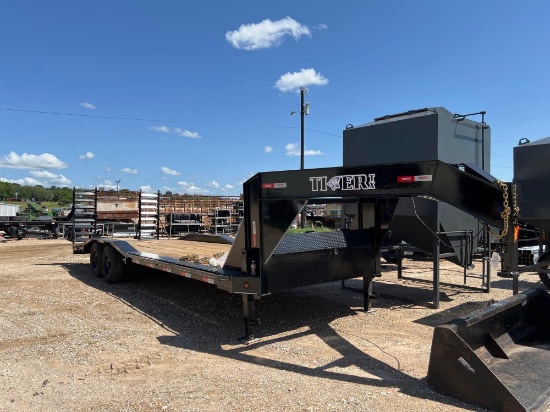 2025 Tiger 102" x 26' Drive Over Fender Equipment Trailer 2 x 8,000lb Axles Stand Up Ramps. 14 Ply