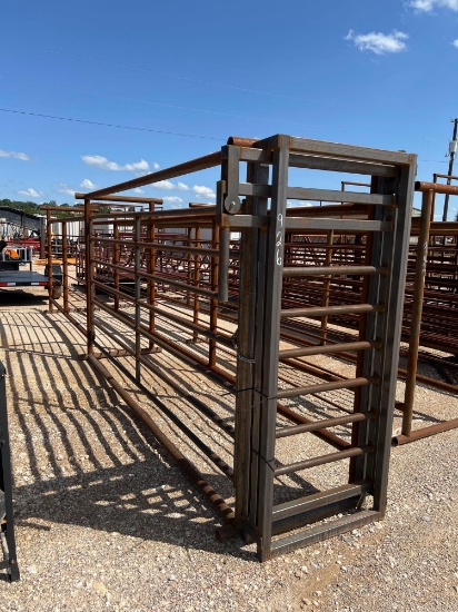 24' Freestanding Cattle Alley with One Slide Gate and Side Exit Gate