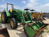 John Deere 6105D with H260 Loader Bucket and Grapple Shows 1532 Hours 2 Sets of Remotes Joy Stick