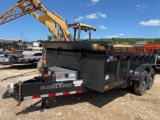 2025 Black Hawk 83'' x 14' Dump Trailer with Tarp 2 x 7,000lb Axles VIN 61393 MSO, $25 Fee Plus