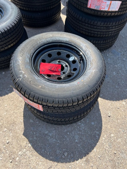 2 x New Provider St 225/75R15 10 Ply Trailer Tires on New 5 on 5 Wheels TWO TIMES THE MONEY MUST