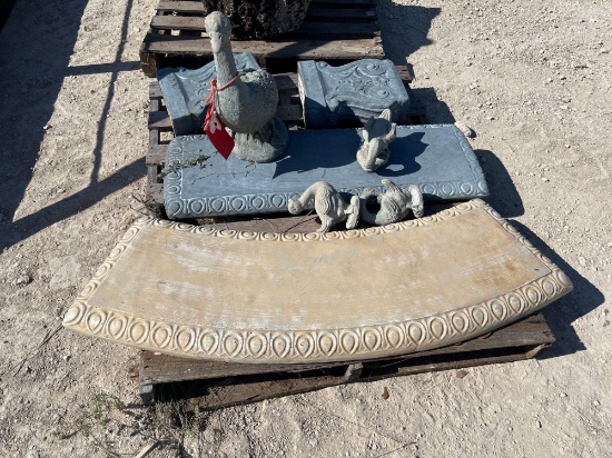 Cement Bench and Duck Statues SOLD AS ONE LOT