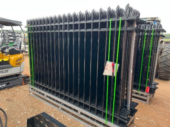 20 Pieces of 10' x 7' Steel Fence with 21 Post - Black SOLD AS ONE LOT