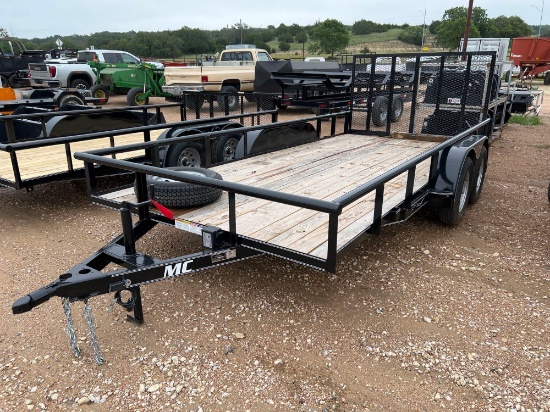 2025 Unused MC 83'' x 16' Utility Trailer Ramp Gate 2 x 3,500lb Axles One Brake VIN 92009 MSO, $25