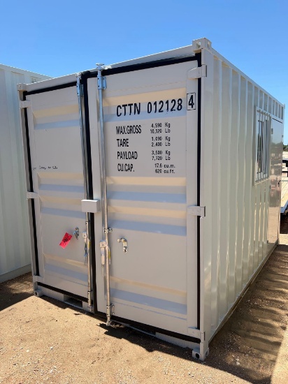 87" x 10' Container - 1 trip with side door & window. NOTE: This container has damage - hole in 1