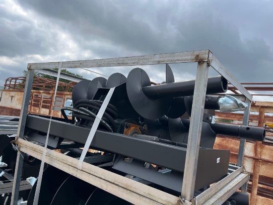 Unused Skit Steer Post Hole Digger with 10'' and 18'' Bits Hex Shaft SOLD ONE PER LOT