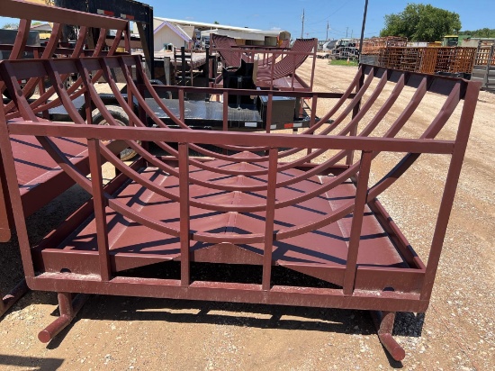 Unused Single Round Bale Feeder with Trough
