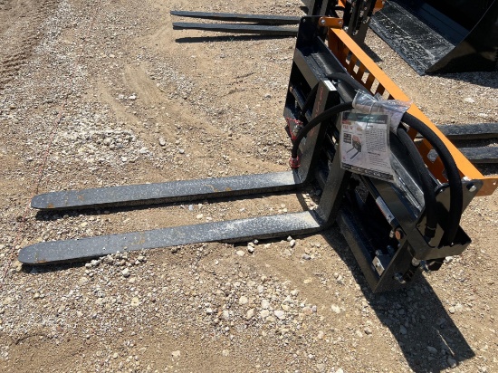 Unused Skid Steer Hydraulic Adjustable Pallet Forks - 48'' Forks