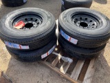 4 New ST 235/80R16 LRE Trailer Tires on New 8 Lug Single Wheels. FOUR TIMES THE MONEY MUST TAKE ALL