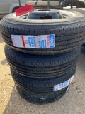 4 New St 235/80R 16 LRE Trailer Tires on New 8 lug 4.77 Center Dual Wheels FOUR TIMES THE MONEY MUST