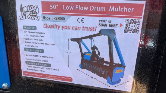 Unused Raytree 50'' Low Flow Drum Mulcher