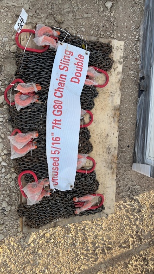 Pallet of 8 Unused 5/16 x 7' Double Chain Sling SOLD BY THE LOT
