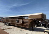 32' x 6' Triple Axle Metal Top GooseneckStock Trailer Deck Rail - Split Gates Lic Rec, $35 Fee