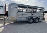 2022 WW Stock Trailer 16' x 6' Sliding Rear Gate Metal Top Nice Trailer VIN 24963 Title, $35 Fee