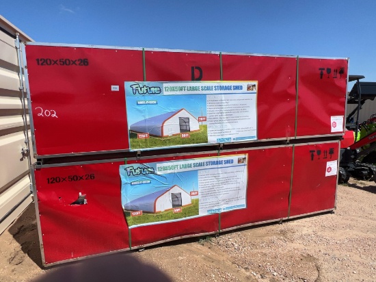 120' (L) x 50' (W) Storage Shed Vertical Metal Roof Panels Horizontal Metal Side Panels THIS LOT