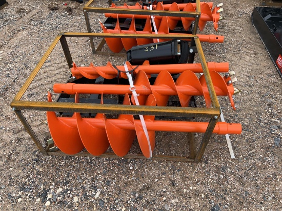 Skid Steer Auger and 3 Bits - 9", 13" and 18"