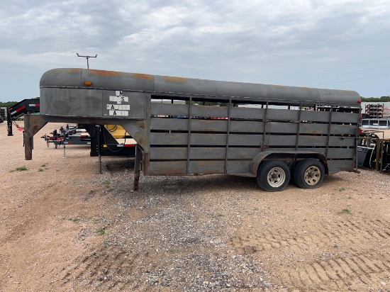 5' x 16' Homemade Stock Trailer 2 axles 1 Cut Gate Good Wood Floor Trailer Has Rust NO TITLE