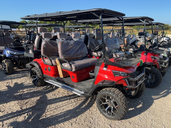 Unused Future HQ100 60 Volt 6 Seat Golf Cart 5000 Watt AC Motor Red
