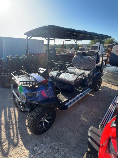 Unused Future HQ100 60 Volt 6 Seat Golf Cart 5000 Watt AC Motor Blue **NOTE** This Unit Missing