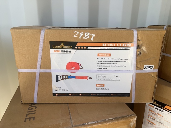 1 Box of Ratchet Straps 8 - 2'' x 27' - 5T Ratchets 4 - 1.5'' x 27' - 3T Ratchets SOLD ONE BOX PER