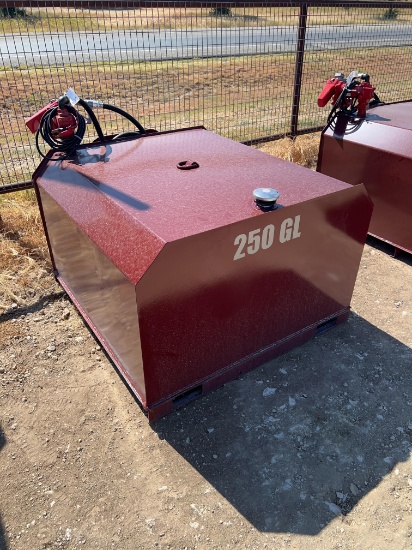 New 250 Gallon Fuel Tank with 12 Volt 20 GPM Pump