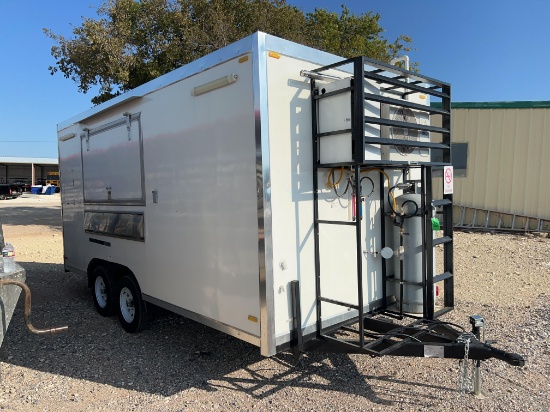 2025 Food Trailer Black Stone Grill, Food Warmer, 3 Compartment Stainless Sink, Sliding Order Window