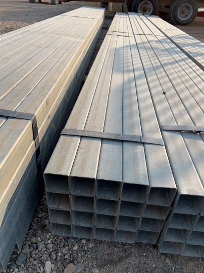 20 Pieces - 2 1/2'' Galvanized Square Tubing - 13 Ga. 20' Long Each - 400' Total SOLD AS ONE LOT