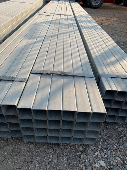 24 Pieces - 2 1/2'' Galvanized Square Tubing - 13 Ga. 22' Long Each - 528' Total SOLD AS ONE LOT
