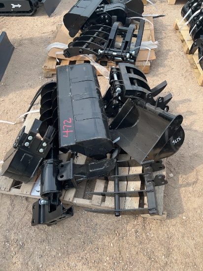 AGT Mini Excavator Attachment Set 9 Pieces - 12EZAT9 3 Buckets - Quick Hitch - Ripper - Rake - 2