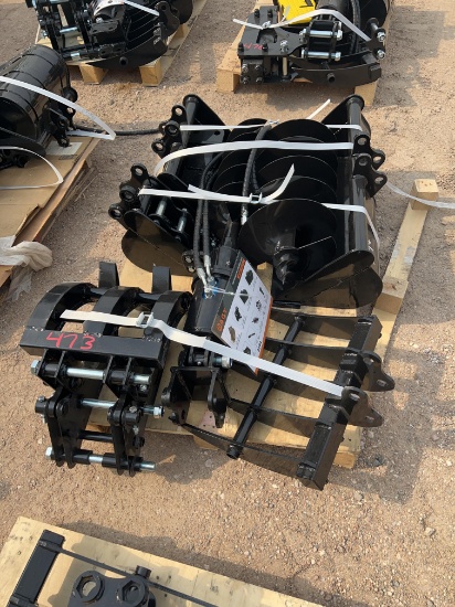 AGT Mini Excavator Attachment Set 9 Pieces - 12EZAT9 3 Buckets - Quick Hitch - Ripper - Rake